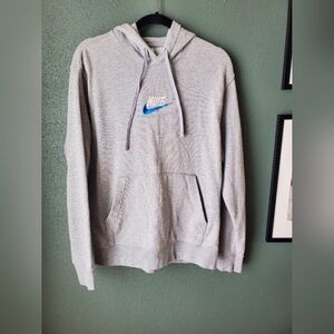 Nike Heather Gray Hoodie with Blue Logo